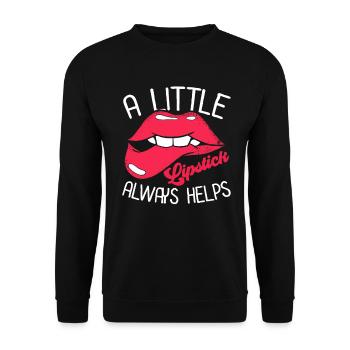 A Little Lipstick Always Helps - Makeup Artist - Unisex Pullover - Schwarz - Vorne - Alina (178cm) & Michal (187cm)