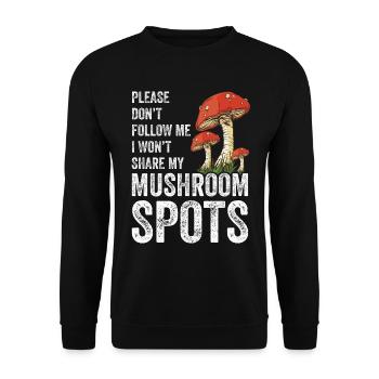 Mushroom Hunting - Unisex Pullover - Schwarz - Vorne - Alina (178cm) & Michal (187cm)