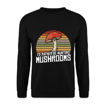 Mushroom Hunting - Unisex Pullover - Schwarz - Vorne - Alina (178cm) & Michal (187cm)