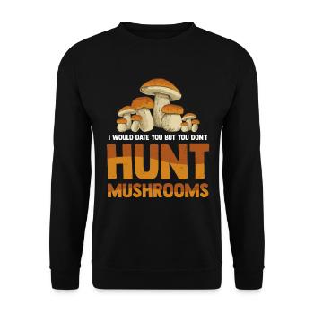 Mushroom Hunting - Unisex Pullover - Schwarz - Vorne - Alina (178cm) & Michal (187cm)