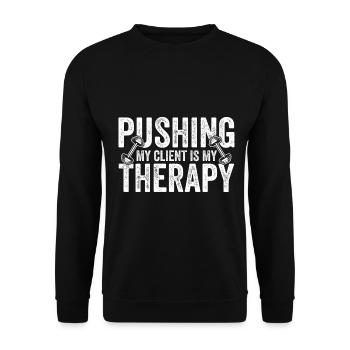 Personal Trainer - Pushing My Client Is My Therapy - Unisex Pullover - Schwarz - Vorne - Alina (178cm) & Michal (187cm)