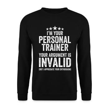 Je suis votre entraîneur personnel drôle - Sweat-shirt Unisexe - noir - Devant - Alina (178cm) & Michal (187cm)