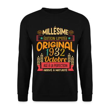 Millésime Né(e) Octobre 1932 Cadeau Anniversaire - Sweat-shirt Unisexe - noir - Devant - Alina (178cm) & Michal (187cm)
