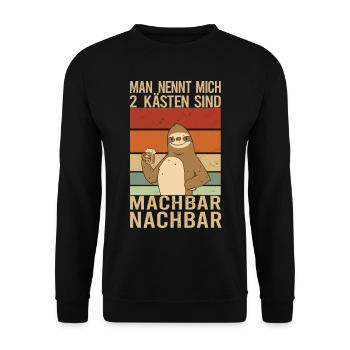 Einweihungsparty Männertag Nachbar Nachbarn - Unisex Pullover - Schwarz - Vorne - Alina (178cm) & Michal (187cm)
