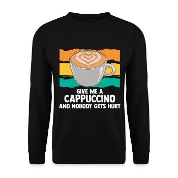 Donnez-moi un cappuccino et personne ne se blesse - Sweat-shirt Unisexe - noir - Devant - Alina (178cm) & Michal (187cm)
