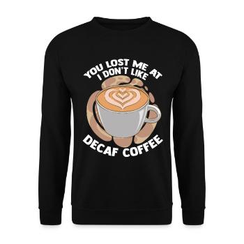 Café décaféiné - décaféiné - Sweat-shirt Unisexe - noir - Devant - Alina (178cm) & Michal (187cm)