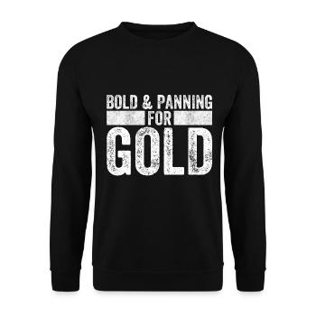 Gold Panning | Miner - Unisex Pullover - Schwarz - Vorne - Alina (178cm) & Michal (187cm)