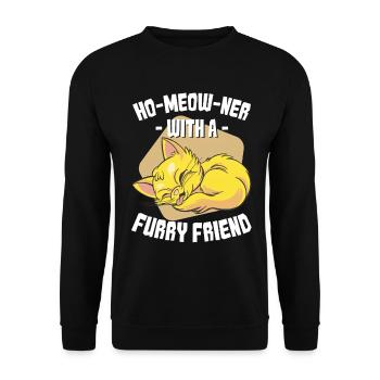 Housewarming Party Cat - Unisex Sweatshirt - black - Front - Alina (178cm) & Michal (187cm)