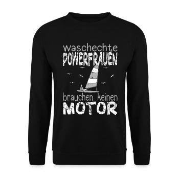 Frau Dame Jolle Jollen Jollensegeln Segler Segeln - Unisex Pullover - Schwarz - Vorne - Alina (178cm) & Michal (187cm)
