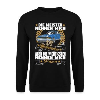 Kfz Mechatroniker Papa Vater Auto Schrauber - Unisex Pullover - Schwarz - Vorne - Alina (178cm) & Michal (187cm)