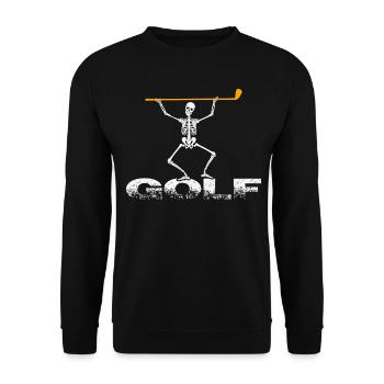 Golf Halloween-Golf-Party Golfer mit Golfschläger - Unisex Pullover - Schwarz - Vorne - Alina (178cm) & Michal (187cm)