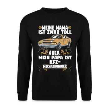 Kfz Mechatroniker Papa Vater Auto Schrauber - Unisex Pullover - Schwarz - Vorne - Alina (178cm) & Michal (187cm)