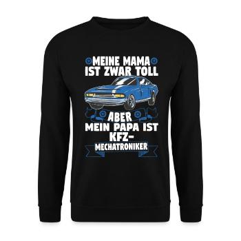 Kfz Mechatroniker Papa Vater Auto Schrauber - Unisex Pullover - Schwarz - Vorne - Alina (178cm) & Michal (187cm)