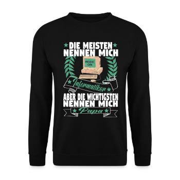Informatik Computer Programmierer Vater Papa - Unisex Pullover - Schwarz - Vorne - Alina (178cm) & Michal (187cm)