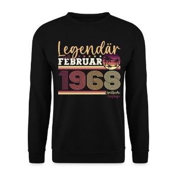 Jahrgang 1968 Februar 55. Geburtstag Geschenk Mann - Unisex Pullover - Schwarz - Vorne - Alina (178cm) & Michal (187cm)