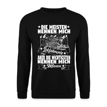 Lokführerin Eisenbahnerin Eisenbahn Schaffnerin - Unisex Pullover - Schwarz - Vorne - Alina (178cm) & Michal (187cm)