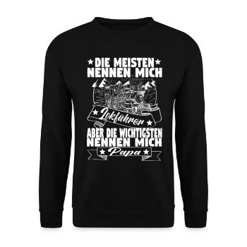 Dampflok Lokführer Eisenbahner Eisenbahn Vater - Unisex Pullover - Schwarz - Vorne - Alina (178cm) & Michal (187cm)