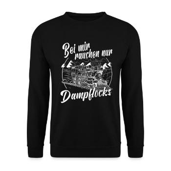 Dampflok Lokführer Eisenbahner Eisenbahn Lok Bahn - Unisex Pullover - Schwarz - Vorne - Alina (178cm) & Michal (187cm)