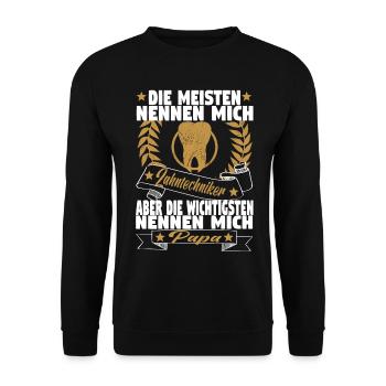 Zahntechniker Zahnmediziner Zahnarzt Papa Vater - Unisex Pullover - Schwarz - Vorne - Alina (178cm) & Michal (187cm)