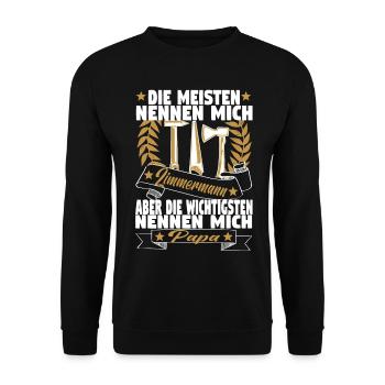Zimmermann Papa Holzbauer Vater Zimmerer Holzbau - Unisex Pullover - Schwarz - Vorne - Alina (178cm) & Michal (187cm)