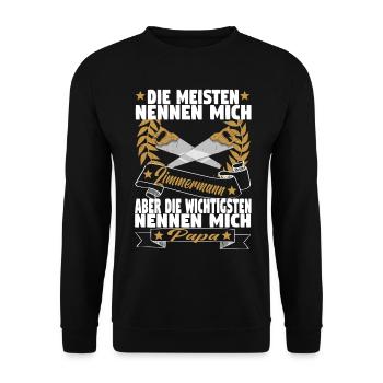 Zimmermann Papa Holzbauer Vater Zimmerer Holzbau - Unisex Pullover - Schwarz - Vorne - Alina (178cm) & Michal (187cm)