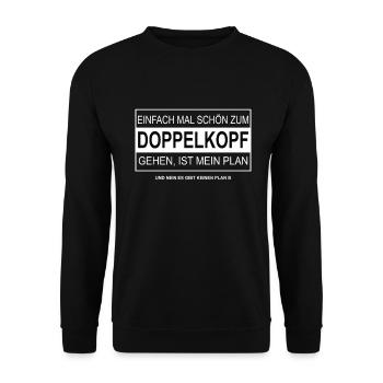 Einfach mal schön zum DOPPELKOPF gehen - Unisex Pullover - Schwarz - Vorne - Alina (178cm) & Michal (187cm)