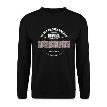 Es ist in meiner DNA ich muss zum BOGENSCHIEßEN - Unisex Pullover - Schwarz - Vorne - Alina (178cm) & Michal (187cm)