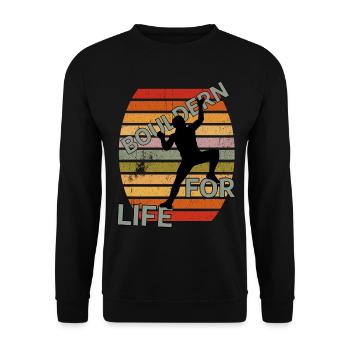 BOULDERN FOR LIVE - T-Shirt - Unisex Pullover - Schwarz - Vorne - Alina (178cm) & Michal (187cm)