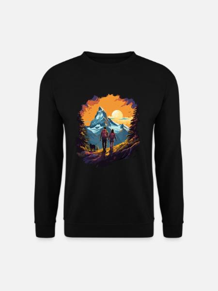 Zermatt, Matterhorn, Matterhorn, Wanderer - Unisex Pullover - Schwarz