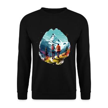 Zermatt, Matterhorn, Matterhorn mountain, hiker - Unisex Sweatshirt - black - Front - Alina (178cm) & Michal (187cm)