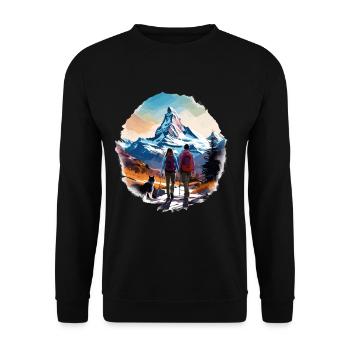 Zermatt, Matterhorn, Matterhorn mountain, hiker - Unisex Sweatshirt - black - Front - Alina (178cm) & Michal (187cm)