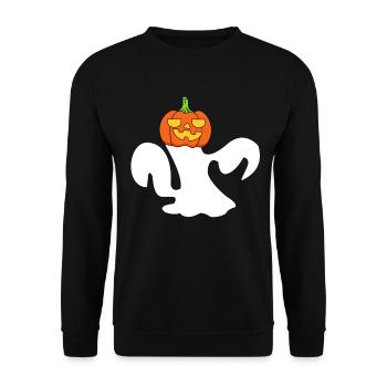 Funny Pumpkin Halloween Ghost Kürbis Geist - Unisex Sweatshirt - black - Front - Alina (178cm) & Michal (187cm)