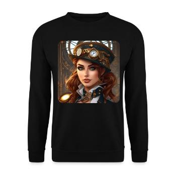 Cool Steampunk Girl - Unisex Sweatshirt - black - Front - Alina (178cm) & Michal (187cm)
