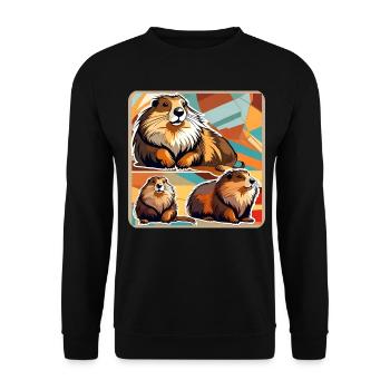 Marmottes mignonnes - Sweat-shirt Unisexe - noir - Devant - Alina (178cm) & Michal (187cm)