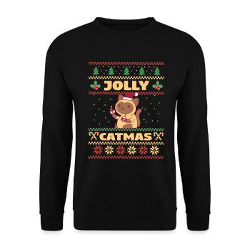 Cat Domestic Cat Shorthair Maine Coon Christmas - Unisex Sweatshirt - black - Front - Alina (178cm) & Michal (187cm)