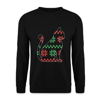 Cat Domestic Cat Shorthair Maine Coon Christmas - Unisex Sweatshirt - black - Front - Alina (178cm) & Michal (187cm)