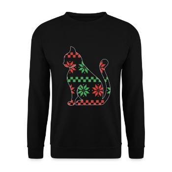 Cat Domestic Cat Shorthair Maine Coon Christmas - Unisex Sweatshirt - black - Front - Alina (178cm) & Michal (187cm)