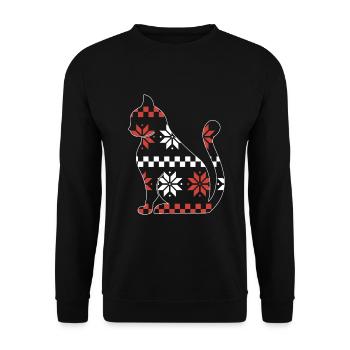 Cat Domestic Cat Shorthair Maine Coon Christmas - Unisex Sweatshirt - black - Front - Alina (178cm) & Michal (187cm)