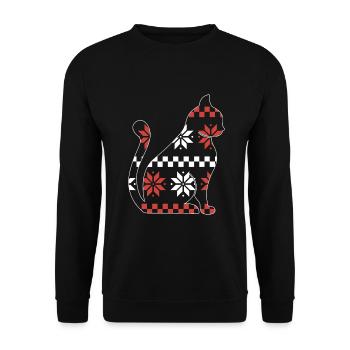 Cat Domestic Cat Shorthair Maine Coon Christmas - Unisex Sweatshirt - black - Front - Alina (178cm) & Michal (187cm)