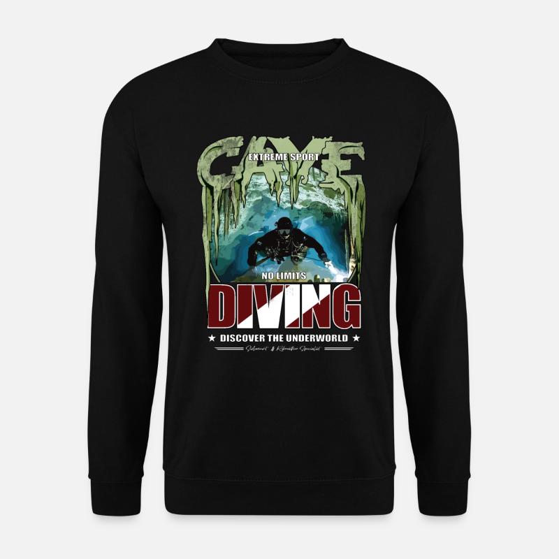 Höhlentauchen Cave Diving Geschenk Extremsport - Unisex Pullover - Schwarz