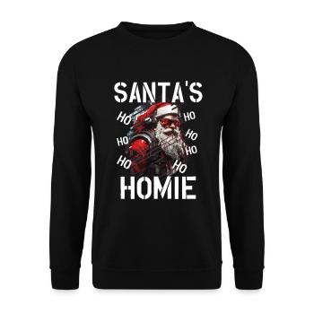 Santa Witzige Weihnachten Outfit Weihnachtsbaum - Unisex Pullover - Schwarz - Vorne - Alina (178cm) & Michal (187cm)