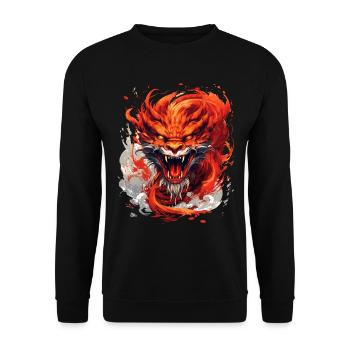 Feuriger Drache 2024 - Unisex Pullover - Schwarz - Vorne - Alina (178cm) & Michal (187cm)