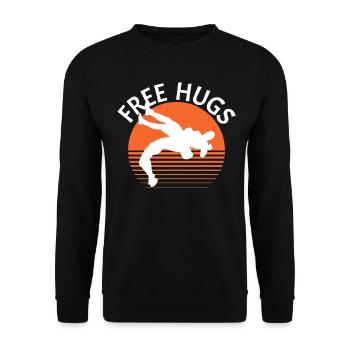 Wrestling Shirts - Funny Free Hugs Wrestling - Unisex Sweatshirt - black - Front - Alina (178cm) & Michal (187cm)