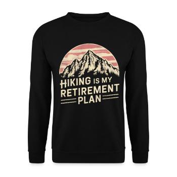 Wandern ist meine Altersvorsorge Outdoor - Unisex Pullover - Schwarz - Vorne - Alina (178cm) & Michal (187cm)