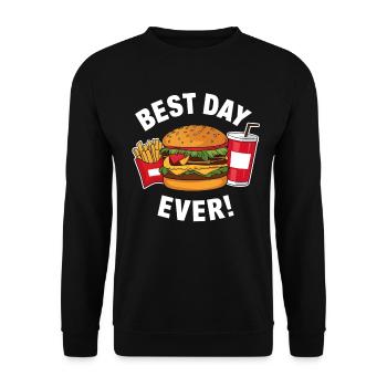 Best Day Ever Burger Fries Soda - Unisex Sweatshirt - black - Front - Alina (178cm) & Michal (187cm)