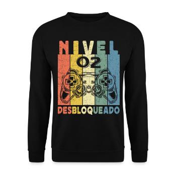 Nivel 02 Desbloqueado Gamer 02 Años 2022 Divertido - Sweat-shirt Unisexe - noir - Devant - Alina (178cm) & Michal (187cm)