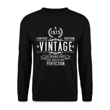 1975 Vintage 50 Jahre Geburtstag Jubiläum - Unisex Pullover - Schwarz - Vorne - Alina (178cm) & Michal (187cm)
