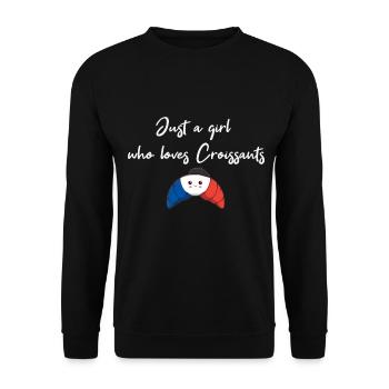 Just a girl who loves croissants gift idea sweet - Unisex Sweatshirt - black - Front - Alina (178cm) & Michal (187cm)