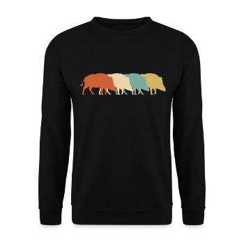 Wild Boar Hunter Wildsau Hunting Wedge Boar Retro - Unisex Sweatshirt - black - Front - Alina (178cm) & Michal (187cm)