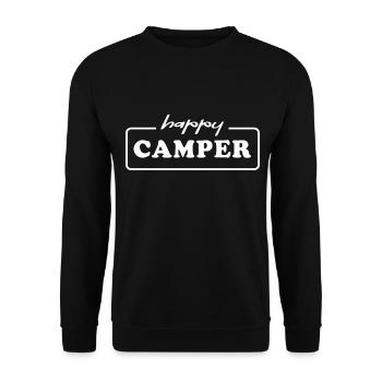 camping happy camper outdoor camping-saison - Unisex Pullover - Schwarz - Vorne - Alina (178cm) & Michal (187cm)